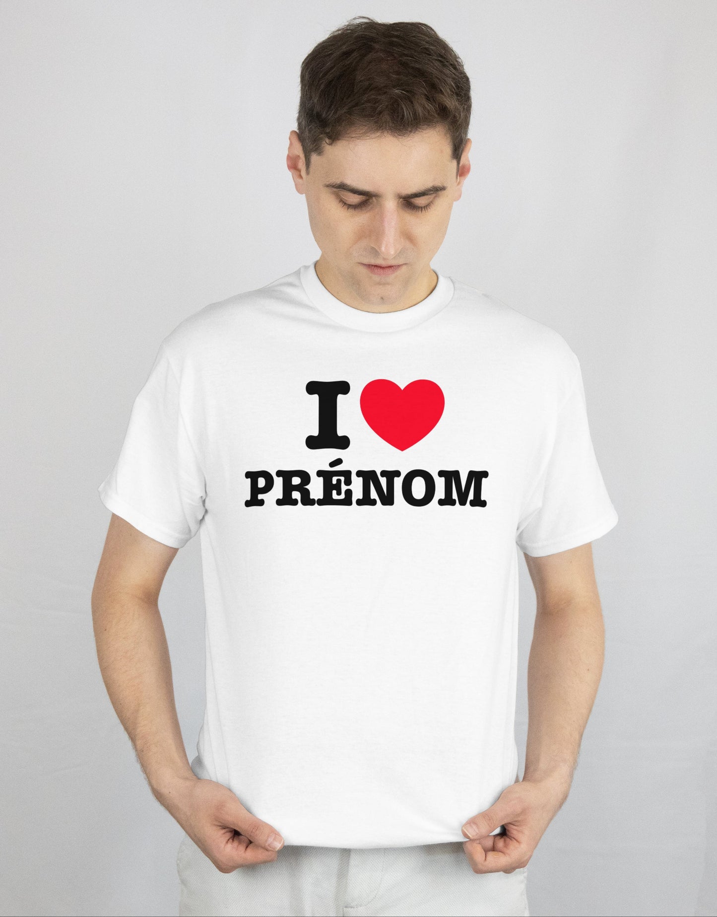T shirt "I love + prénom personnalisé"