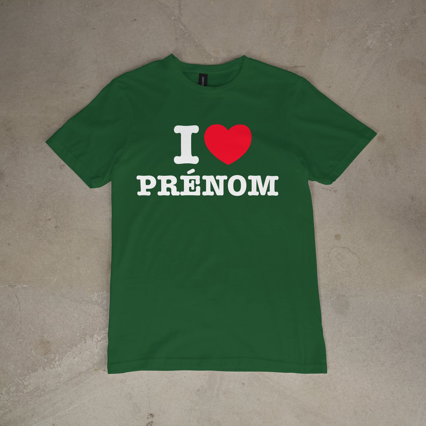 T shirt "I love + prénom personnalisé"