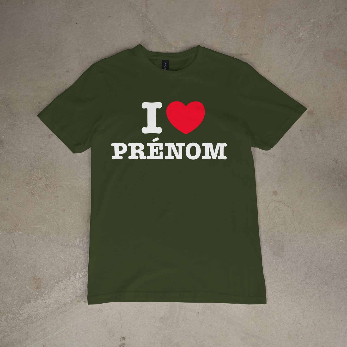 T shirt "I love + prénom personnalisé"