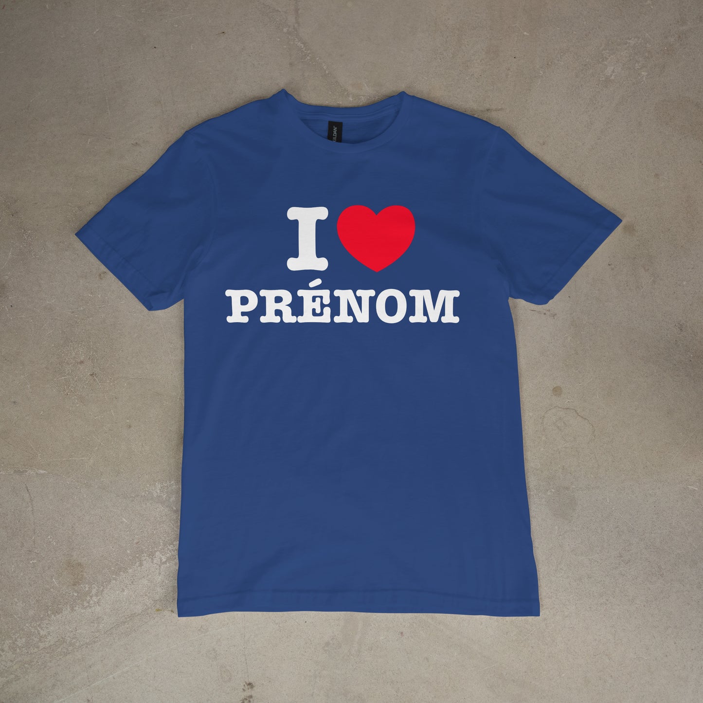 T shirt "I love + prénom personnalisé"