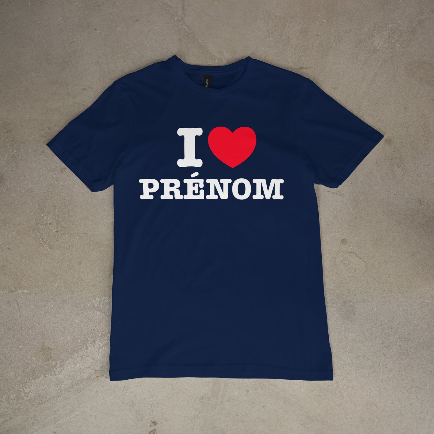 T shirt "I love + prénom personnalisé"