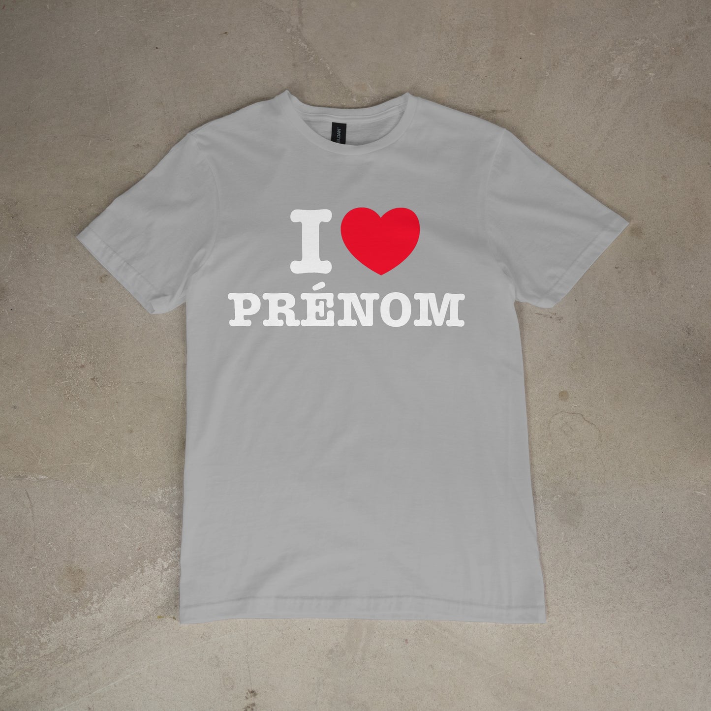 T shirt "I love + prénom personnalisé"