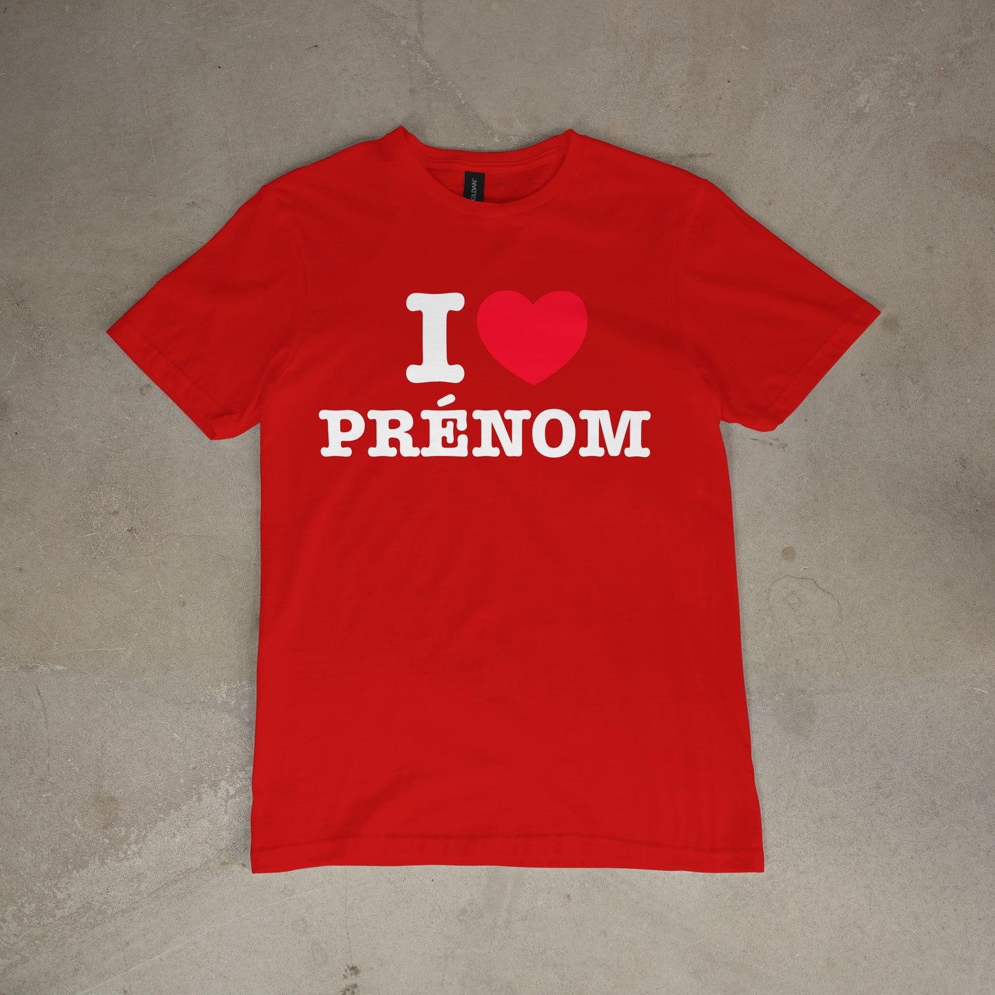 T shirt "I love + prénom personnalisé"