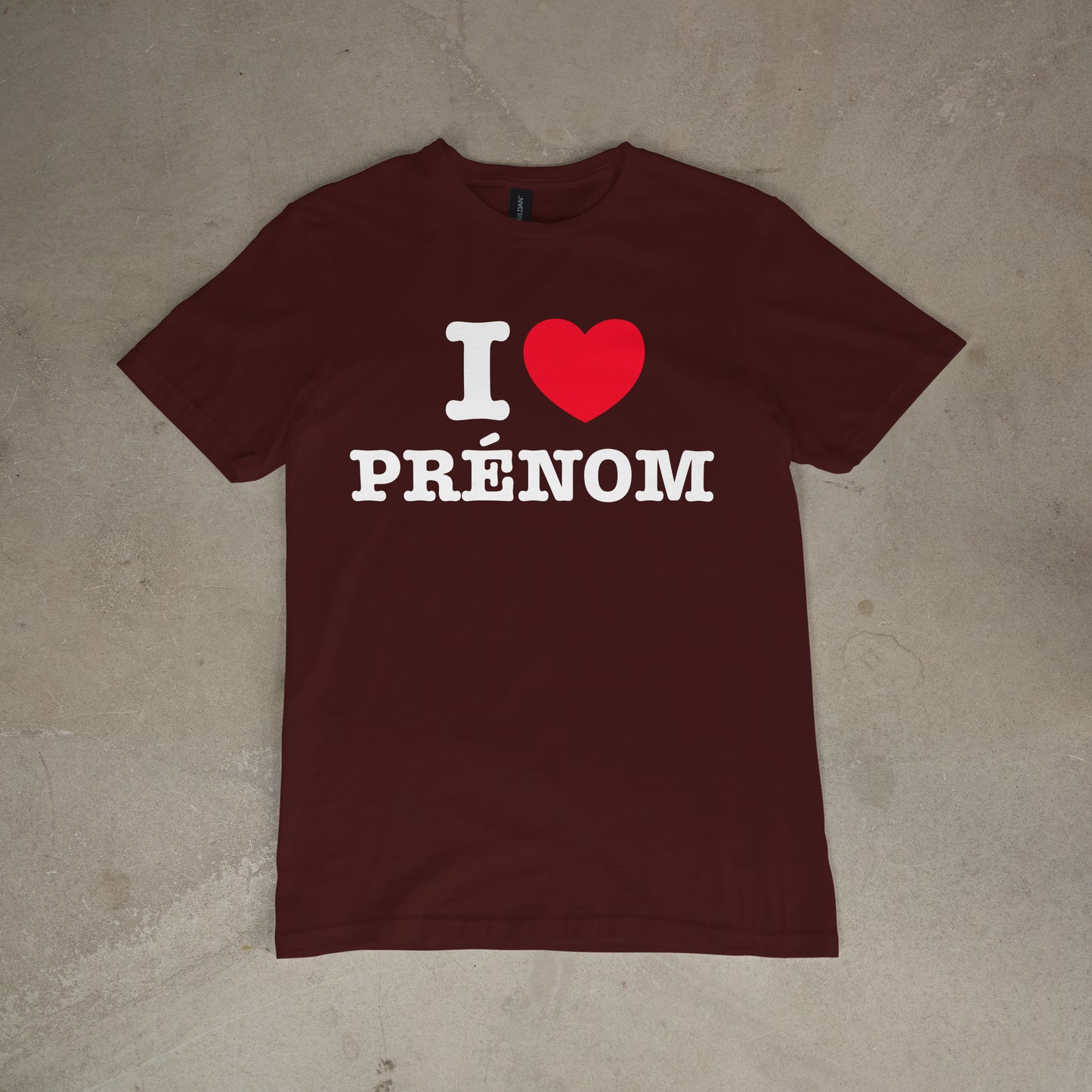 T shirt "I love + prénom personnalisé"