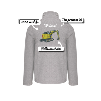 Veste avec manche "Pelle sur chenille + prénom personnalisé"