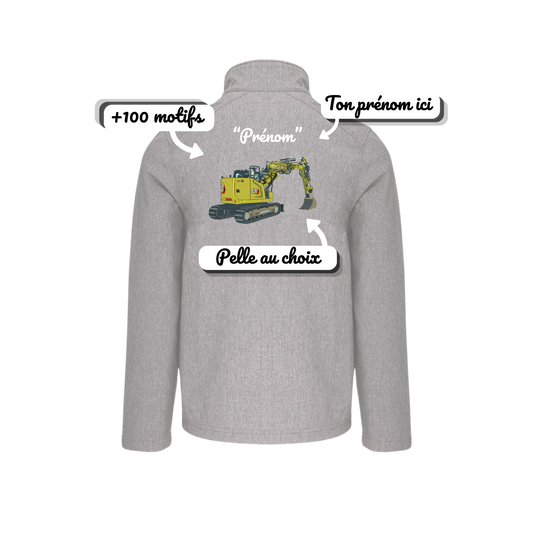 Veste avec manche "Pelle sur chenille + prénom personnalisé"