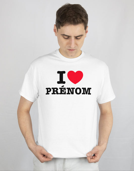 T shirt "I love + prĂ©nom personnalisĂ©"