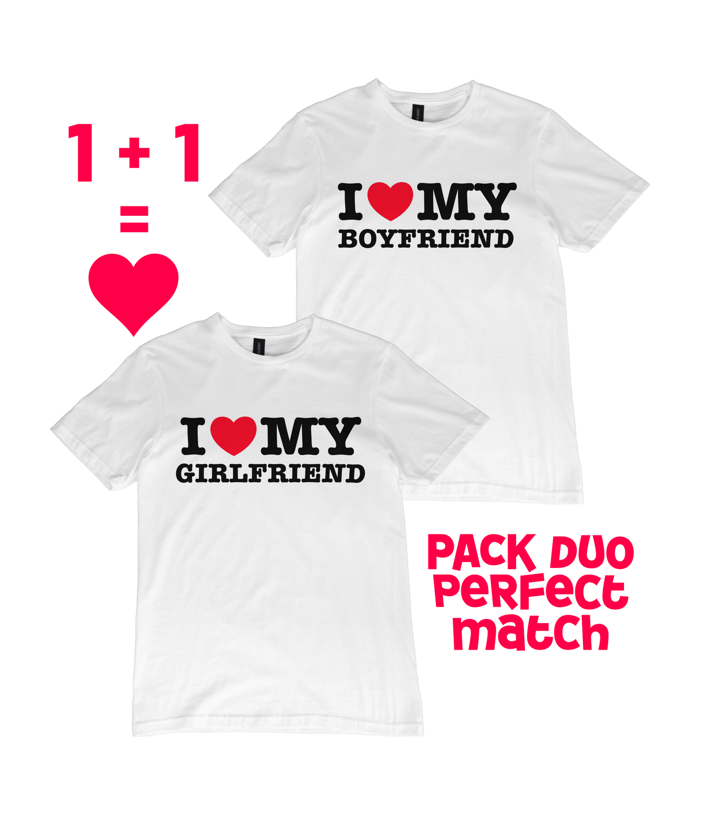 Pack T-shirts "I love my Girlfriend & Boyfriend"